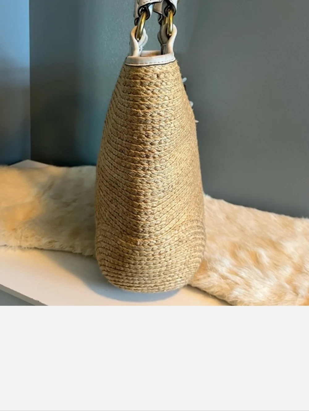 Coach Bleecker Natural Straw Leather Flower Tote - Picture 5 of 12